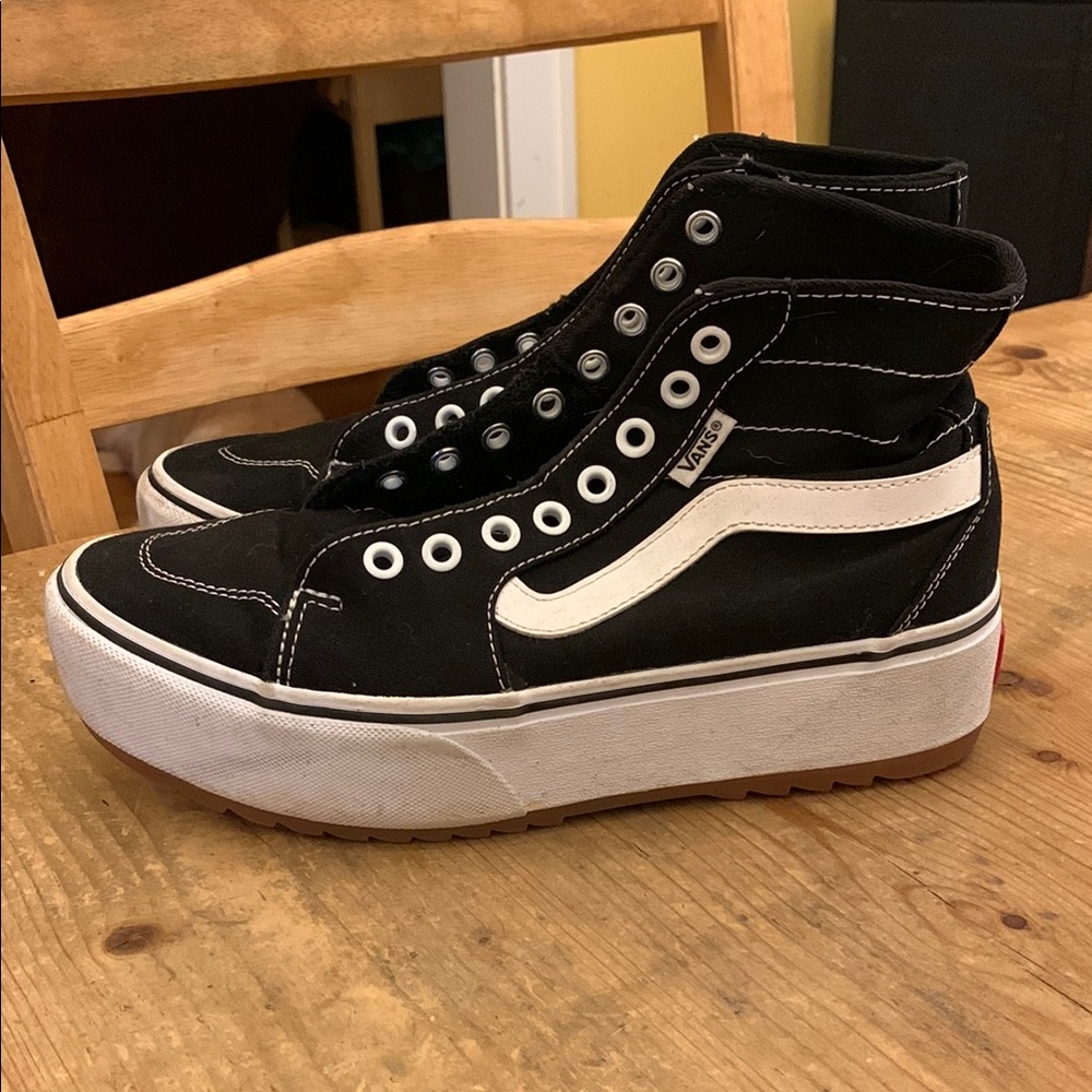 Vans Women's Black and White Platform Sneakers